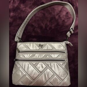 Lug Dazzle SE crossbody purse metallic silver